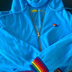 Aviator Nation relaxed zip hoodie rainbow